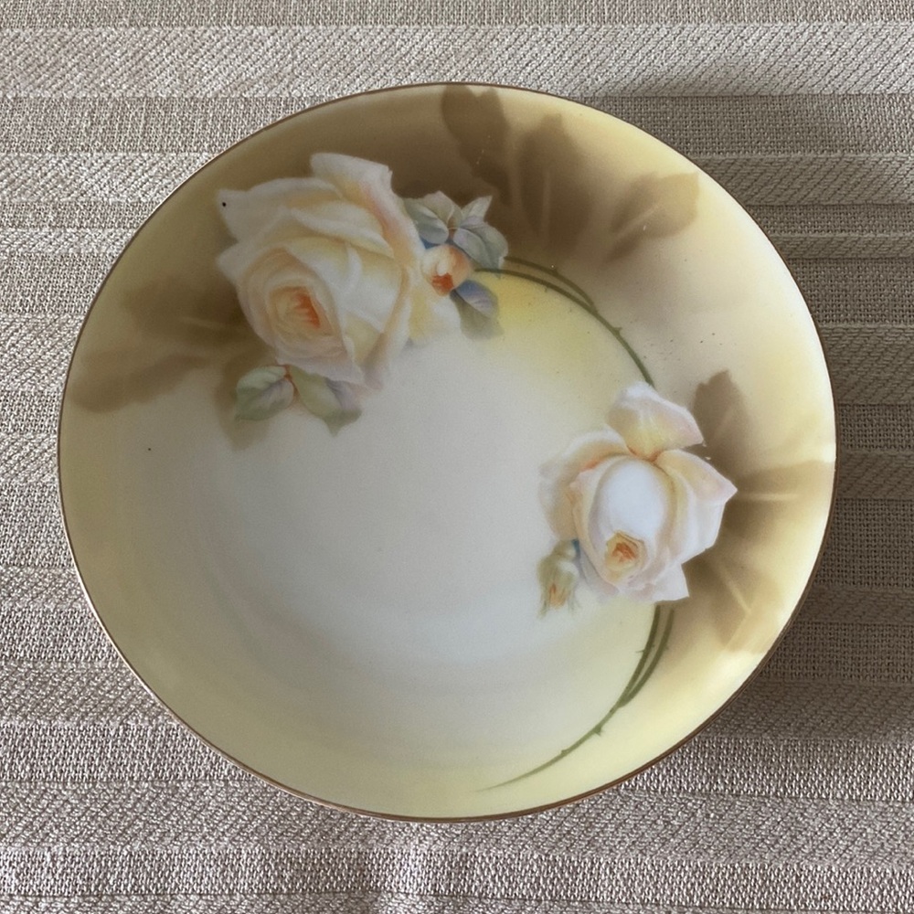 Vintage 8” Yellow Roses Gilded RS (Reinhold Schegelmilch) Plate!